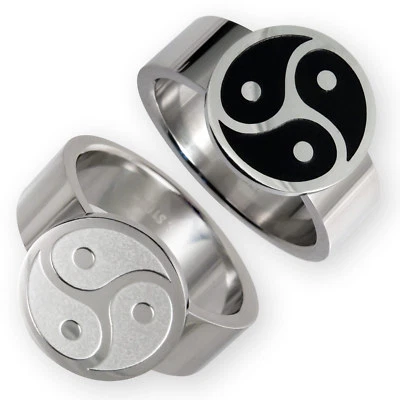 Anillo de dedo acero inoxidable triskele celta BDSM anillo de la joyería O plata negro - Imagen 1 de 4