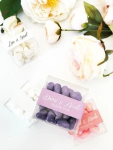 120x Acrylic Favor Boxes w/ Personalized Labels | Wedding | Party | Event Favors - Picture 1 of 7