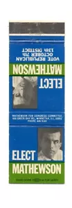 1969 JOE MATHEWSON FOR CONGRESS From Illinois Unused Front Strike Matchcover - Bild 1 von 1
