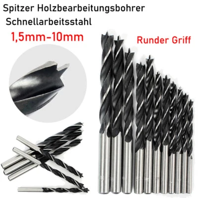 MARKENLOS Hss Runder Griff Brad Point Zentrierbohrer 1,5-10mm Bits Spiralbohrer Holzbohrer