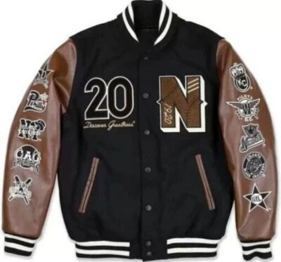 Negro League Baseball S9 Black Varsity Jacket Baseball Varsity Bomber Jacket - Image 1 of 2