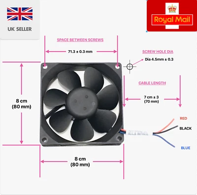 80x80x25mm High efficiency 12V Brushless low noise DC CPU Cooling fan-3 wire - Image 1 of 4