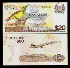SINGAPORE 20 DOLLARS P-12 1979 x 1 Pcs BIRD Concorde Airplane UNC MONEY BANKNOTE