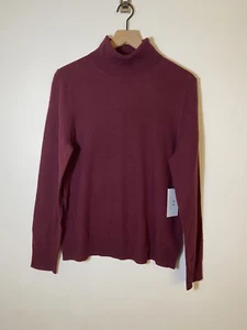 H by Halston NWT Extra Fine 100% Merino Wool Turtleneck Sweater Size XL Berry - Picture 1 of 7