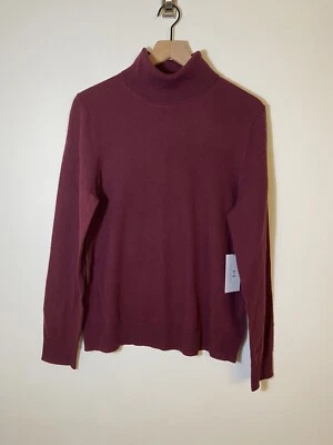H by Halston NWT Extra Fine 100% Merino Wool Turtleneck Sweater Size XL Berry - Image 1 of 4