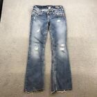 Silver Jeans Womens 26x29 Blue Denim Pioneer Distressed Bootcut 48009