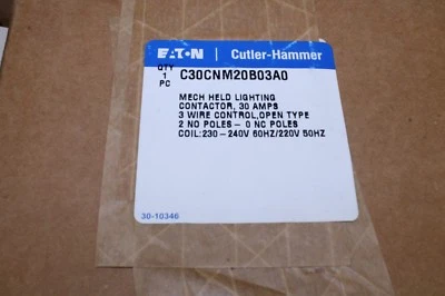 C30CNM20B03A0 EATON MECH HELD LIGHTING CONTACTOR 30A 2POLE 230-240V 3WIRE CONTRO - Image 1 of 2