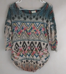 Lashes Women's Colorful Aztec Floral Shirt Size Small - Picture 1 of 5