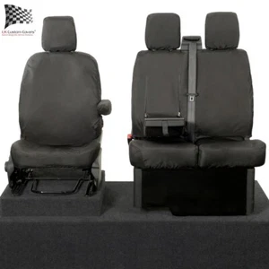 FORD TRANSIT CUSTOM PHEV FRONT SEAT COVERS TAILORED (2019-2023) BLACK 102 - Picture 1 of 24
