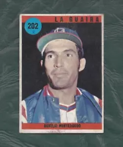 Tarjeta de béisbol venezolana Ovenca 1970 #202 Aurelio Monteagudo La Guaira en muy buena condición - Imagen 1 de 2