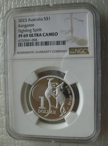 Australia Dollar 2023 Silver Proof Coin Fighting Spirit 1/2oz Kangaroo NGC PF69 - Picture 1 of 4