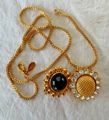Lote 2 Colgantes Girasol Nolan Miller Chapados en Oro Negro Transparente Estrás De Colección Años 90 Foto 1 de 4