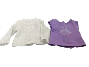 Suéter American Girl Muñeca Suave como la Nieve Plateado y Púrpura Celebrar Top Camisa - Imagen 1 de 9