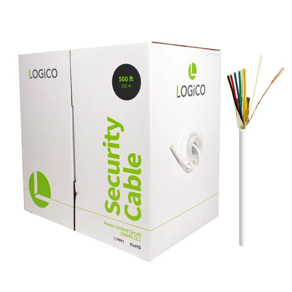 LOGICO 500' 18/6 Shielded CCA Security Alarm Control Wire Stranded PVC Jacket White
