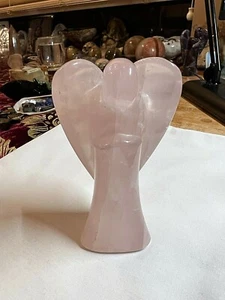 Rose Quartz Premium Crystal Gemstone Lg Artisan Hand Carved Angel Specimen 555 - Picture 1 of 8