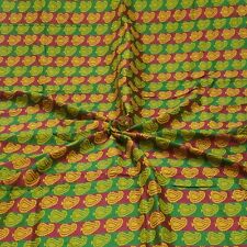Vintage Yellow 100% Pure Silk Paisley Woven Sari Remnant 6YD Craft Fabric Scrap