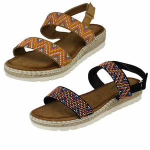 Sandalia de verano multicolor con corvejón y correa de bucle para damas F1R0806 de Savannah £5.99 - Imagen 1 de 18