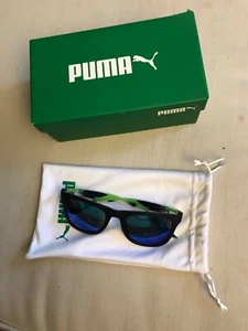 Puma SHIBUYA Sunglasses PU0016S 005 Blue-Green , Classic Square Mirrored lens - Picture 1 of 7