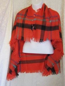 VTG MONTGOMERY WARD NWT RED PLAID SCARF 45" X 45" WOMEN'S 999 - Picture 1 of 12