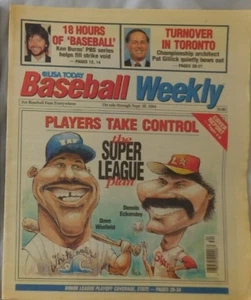 Dennis Eckersley & Dave Winfield Sept 26 1994 USA Today Baseball Weekly Ex - Picture 1 of 1