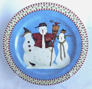 Debbie Mumm Snowman Round Serving Platter Chop Plate Sakura Christmas 12.25” EUC - Picture 1 of 3
