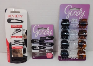 5 Revlon Double Grip Clips , Goody - 12 Small Claw Clips & 6 Snap Clips - Picture 1 of 5