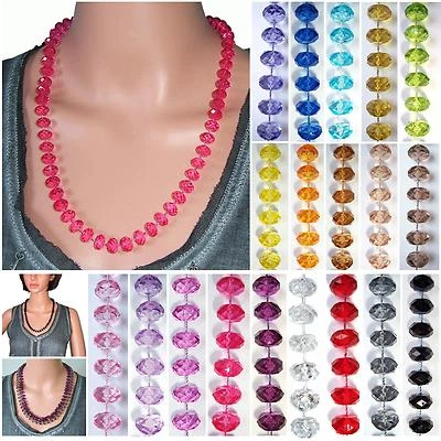 Halskette Perlenkette Kette 60cm Perlen 70er Jahre Boho Damen Schmuck Retro KV26 - Bild 1 von 3