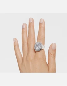 RRP £220 Swarovski Silver Tone Ring Mesmera Cocktail Octagon Cut Size P - Picture 1 of 5
