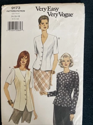Very Easy Vogue Pattern 9173 NEW Button Front Vestry/ Blouse Size 14-18 - Image 1 of 4