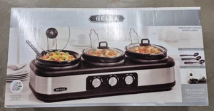 Bella - Pentola a cottura lenta tripla 3 x 2,5 quarti - Acciaio inossidabile/Nero - Foto 1 di 3