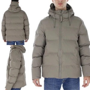 RAINS Unisex Puffer Jacket Taupe Short M/L Mens - Picture 1 of 10