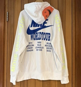 Nike World Tour ‘Move Your Body’ Rare Hoodie White Blue Neon All Over Print XL - Picture 1 of 9