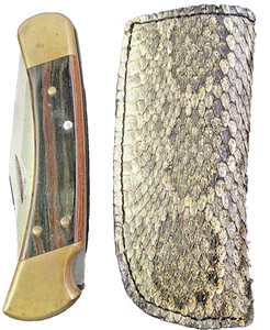 Cuchillo Buck 110 Funda de Cuero Piel de Serpiente de Cascabel Estuche Hecho a Mano 6265 Herramienta Buck - Imagen 1 de 10