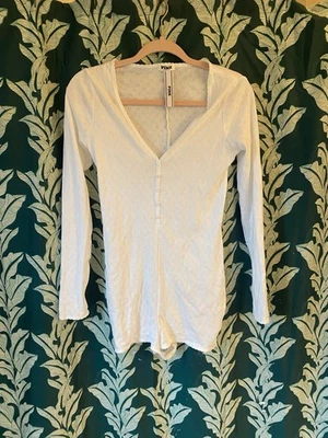 РОЗОВЫЙ сердце Pointelle пижамы гостиной комбинезон XS белый - Изображение 1 из 4