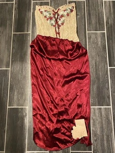 Vestido Corsé Granate Rojo Hecho en Encaje XL Rojo Granate Fresa Corsé Bordado Nuevo con Etiquetas - Imagen 1 de 10