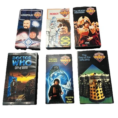 Dr. Who 6 VHS Lot BBC Tom Baker Robot Ark Space Logopolis Daleks Deadly Assassin - Image 1 of 4