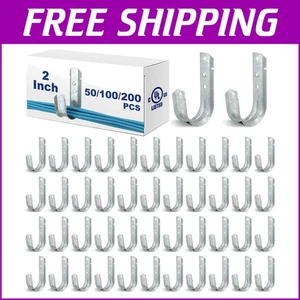 Durable 200 Pack of Silver Cable Hooks - J Hook for Effective Wire Management - Afbeelding 1 van 8