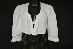 Gr.44 Dirndlbluse weiß Bluse für Dirndl Baumwolle mit Spitze B11217 - Bild 1 von 4