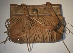 Trinity Ranch Cuero Real Cuero Vaca Flecos Western Bolso de Mano Cartera de Transporte Oculta - Imagen 1 de 16