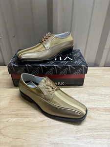 NEW Men's Viotti Gold Striped Lace-Up Oxford Shoes Size 9.5 Style 179-035 - Picture 1 of 10