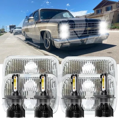 4PCS 4x6" inch Led Headlights Hi/Lo Beam For Chevrolet C10 Suburban 1980-1986 - Image 1 of 4