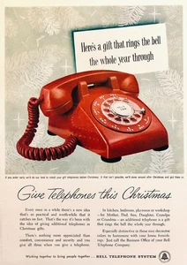BELL SYSTEM—GIVE TELEPHONES THIS CHRISTMAS—VINTAGE 1950s MAGAZINE PRINT AD - Picture 1 of 1
