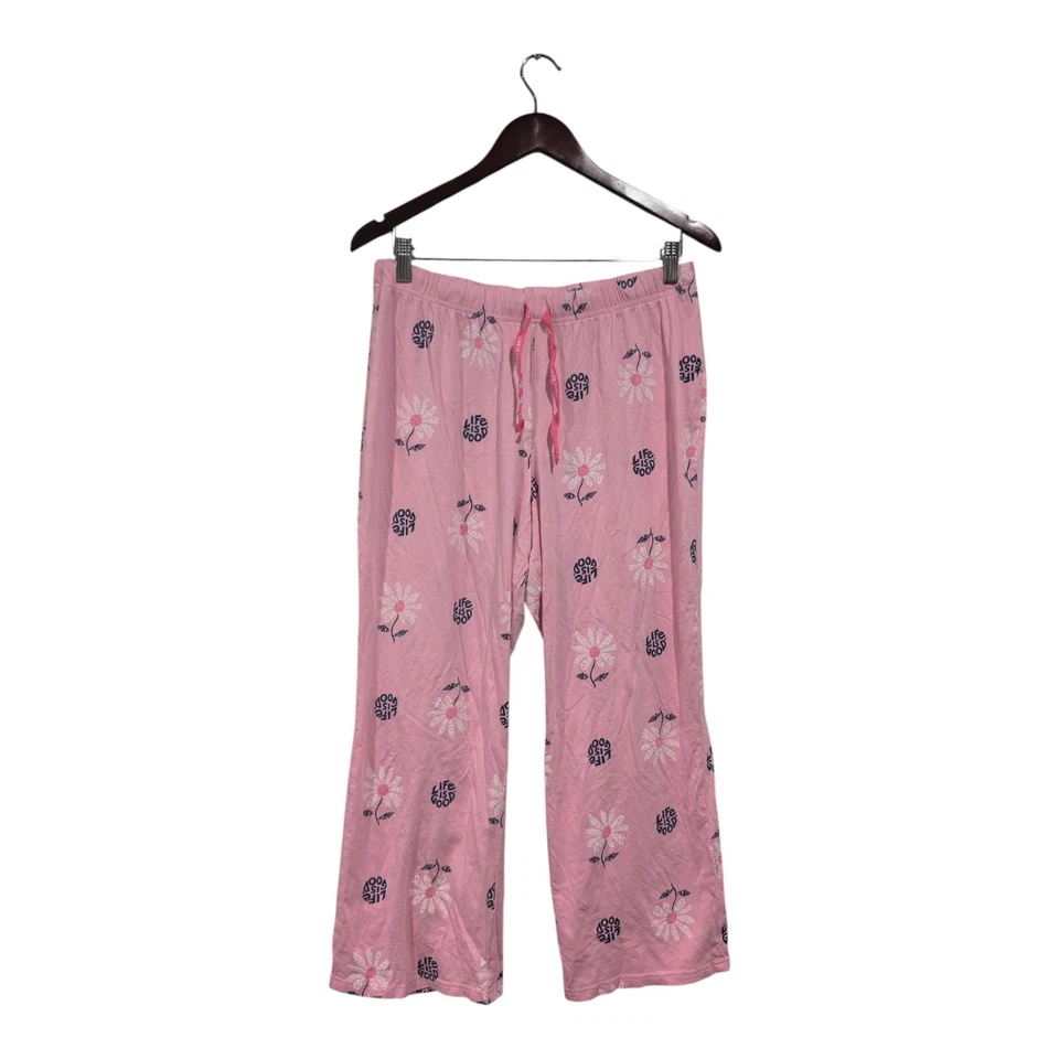 Calça Life Is Good Sleep Lounge PJ costura interna 25" tamanho XL rosa arte do otimismo colheita - Imagem 1 de 4