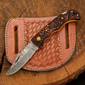 EXQUISITE, CUSTOM MADE HAND FORGED DAMASCUS FOLDING POCKET KNIFE BACK LOCK 0-200 - Picture 1 of 8