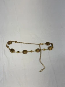 Womens Small Gold Chain Western Belt Small Medallion Adjustable Casual Dress - Picture 1 of 8
