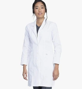 White Dickies Scrubs EDS Womens 37" Lab Coat 82401 DWHZ (XXL) - Picture 1 of 2