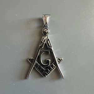 Men's Free Mason Stainless Steel Freemason Symbol Masonic Pendant Chain Gift - Picture 1 of 5