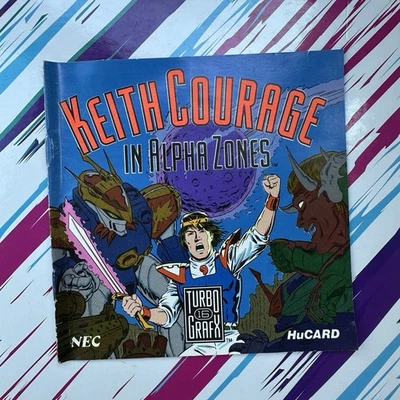 Keith Courage In Alpha Zones TurboGraphx-16 HuCard NEC 1989 Manual Only - Image 1 of 2