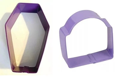 2 CORTADORES DE GALLETAS HALLOWEEN ataúd/ataúd vampiro y lápida RIP Wilton metal Foto 1 de 3