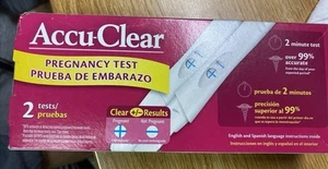 2 PK Accu-Clear 2 Minute 99% Accurate Pregnancy Test 2 Ct Each - Picture 1 of 3